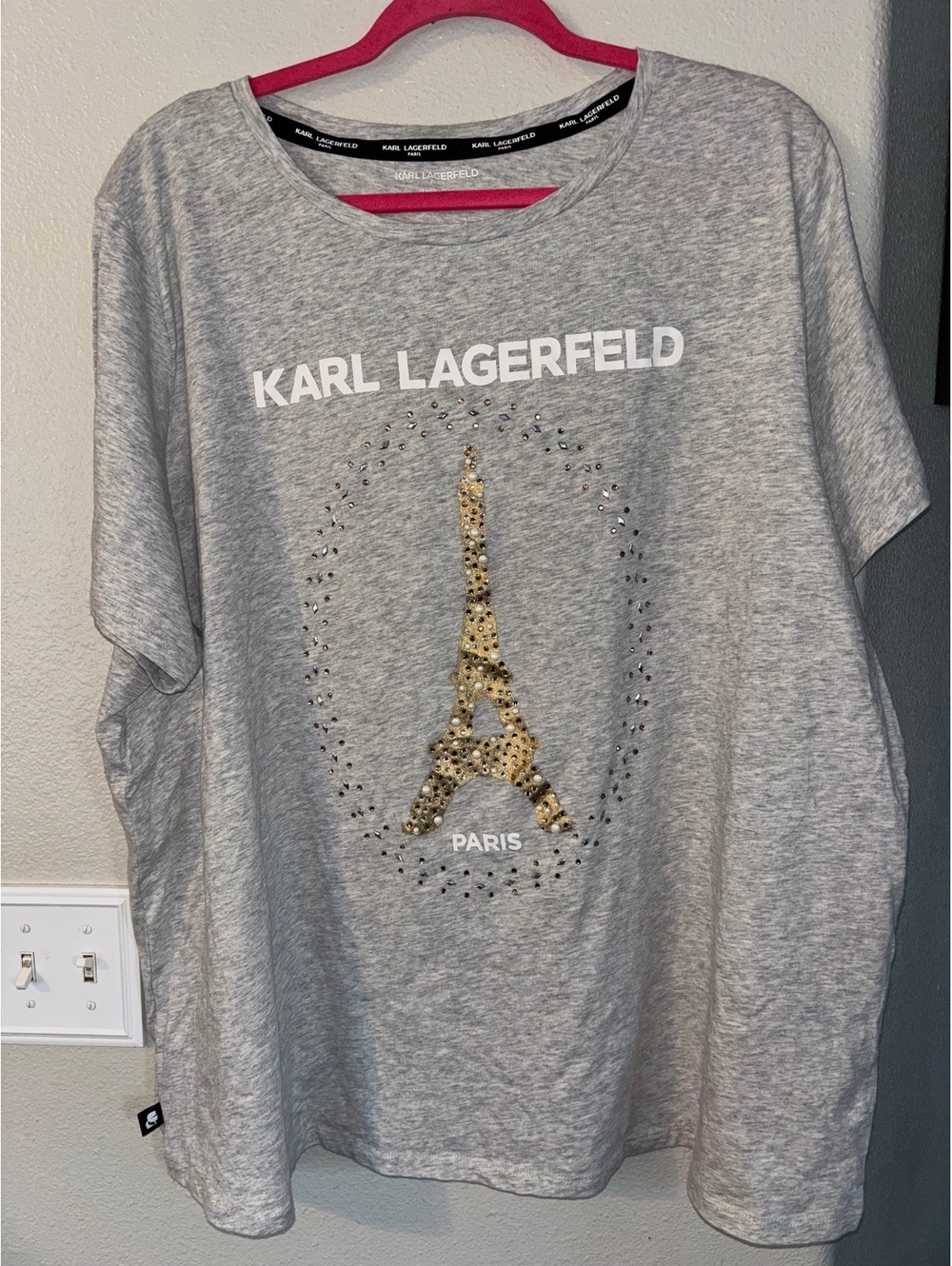 Karl Lagerfeld Paris NWT Jeweled Eiffel Tower Graphic T-Shirt 3X